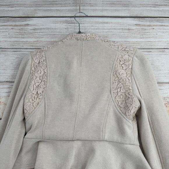 We the Free People Double Breasted Floral Lace Jacket Womens 8 Cream Tan - Picture 4 of 13